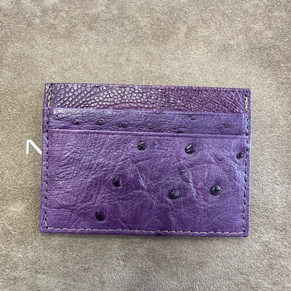 Genuine ostrich leather cardholder wallet